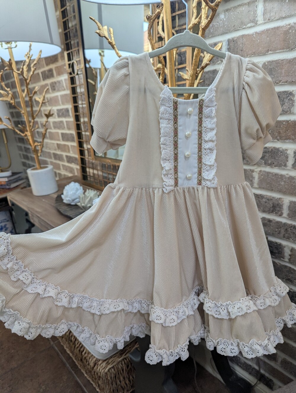 Be Girl Clothing  Size 4 T Beautiful Lace-Trim Puff Sleeve Dress Super Soft